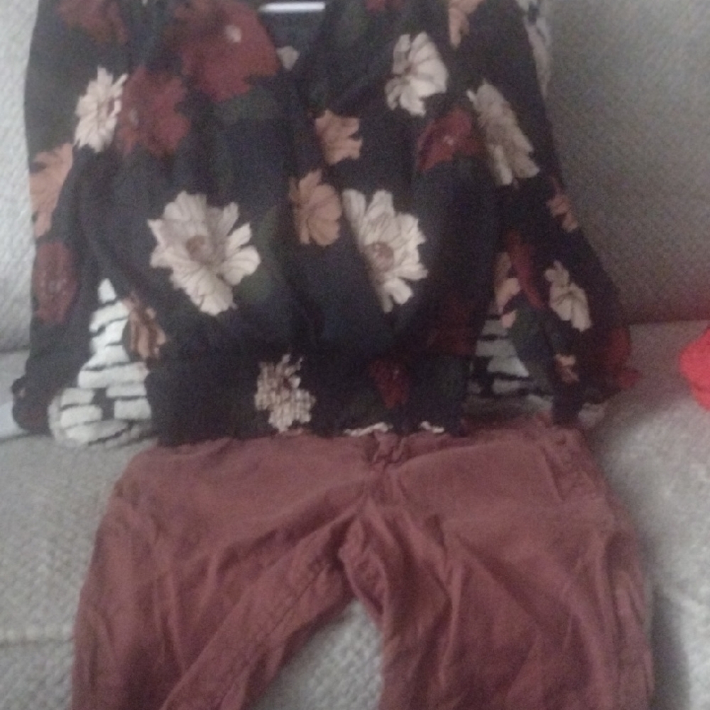 Floral Kids Blouse - Black and Brown